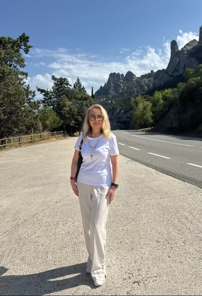 Dr Olga Mikulich visiting the Montserrat landscape near Barcelona during the respiratory congress trip